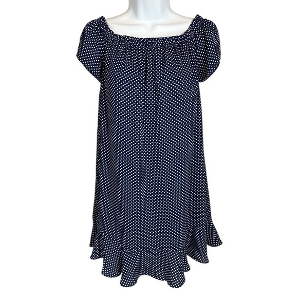 Express Navy On / Off Shoulder Mini Dress  XS  Shift  Date Night Dark Romantic - Picture 1 of 10